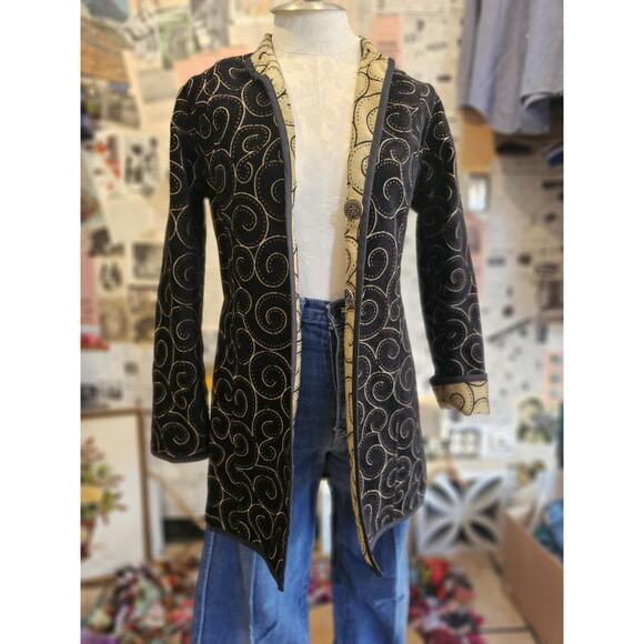 Vintage Reversible Cardigan Jacket Size Sm - Med - Picture 1 of 6